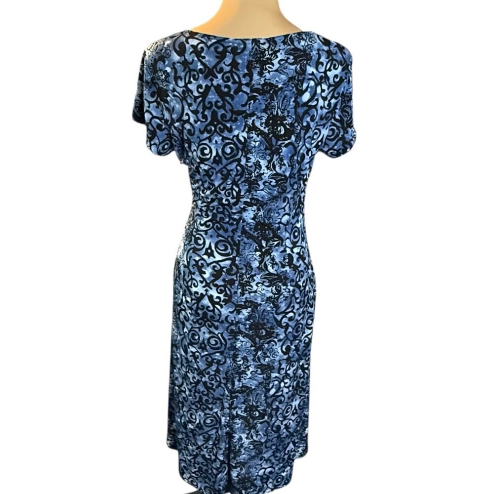 dressbarn Blue and Black Patterned Midi Dress - Picture 2 of 7